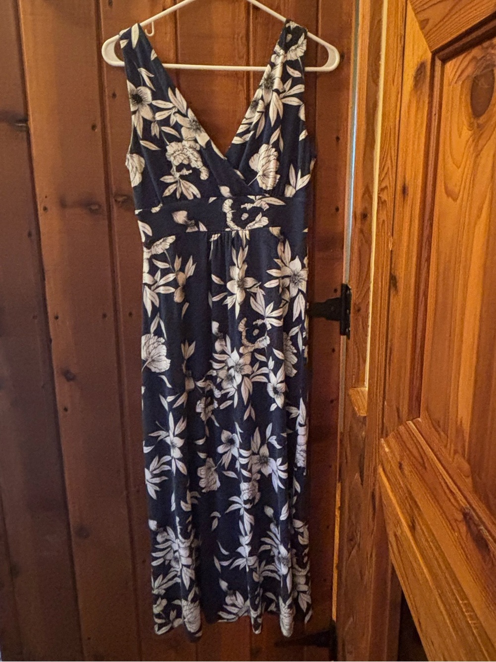 Artisan Ny Navy Blue and White Floral Wrap Maxi Dress